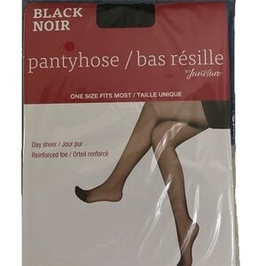 Juncture NIP Black Day Sheer Pantyhose One Size Reinforced Toe